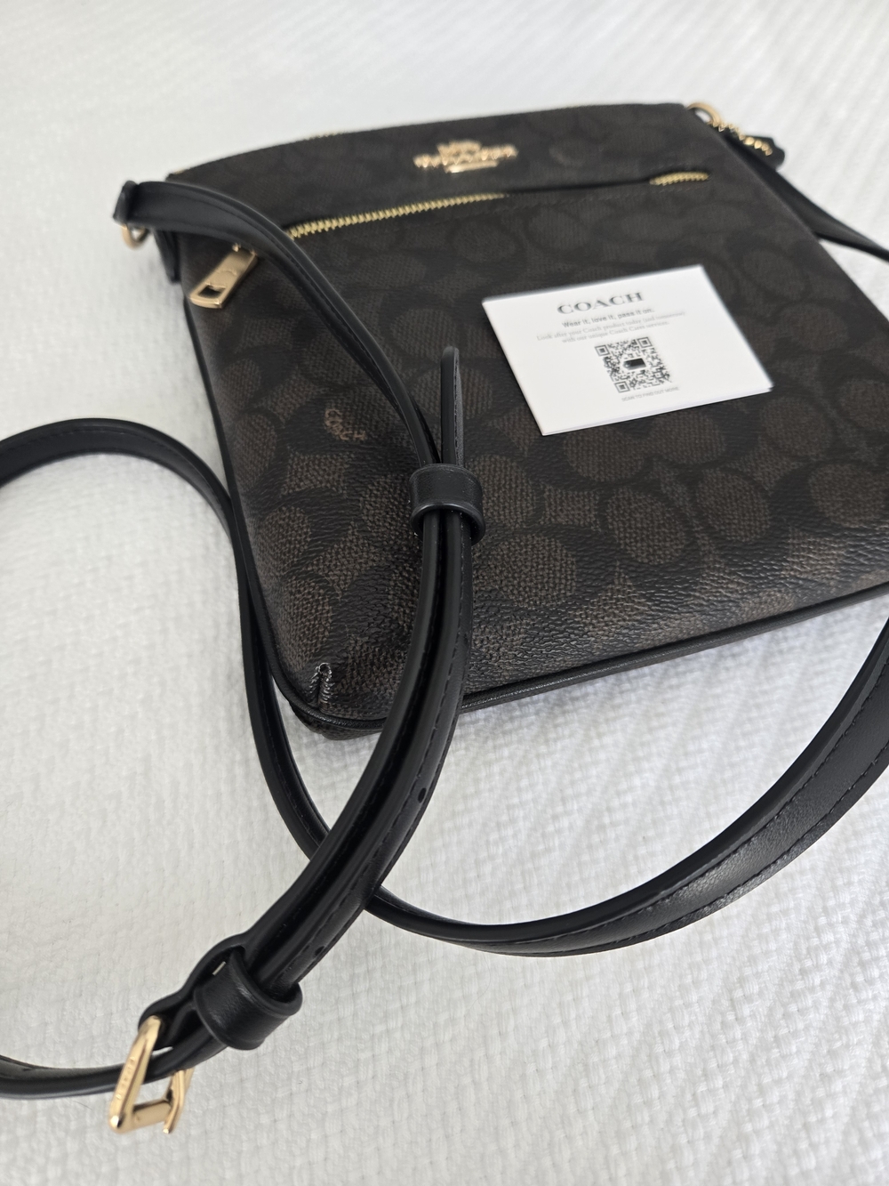 Coach Dark Brown Signature Crossbody with Gold Hardware - Picture 4 of 5